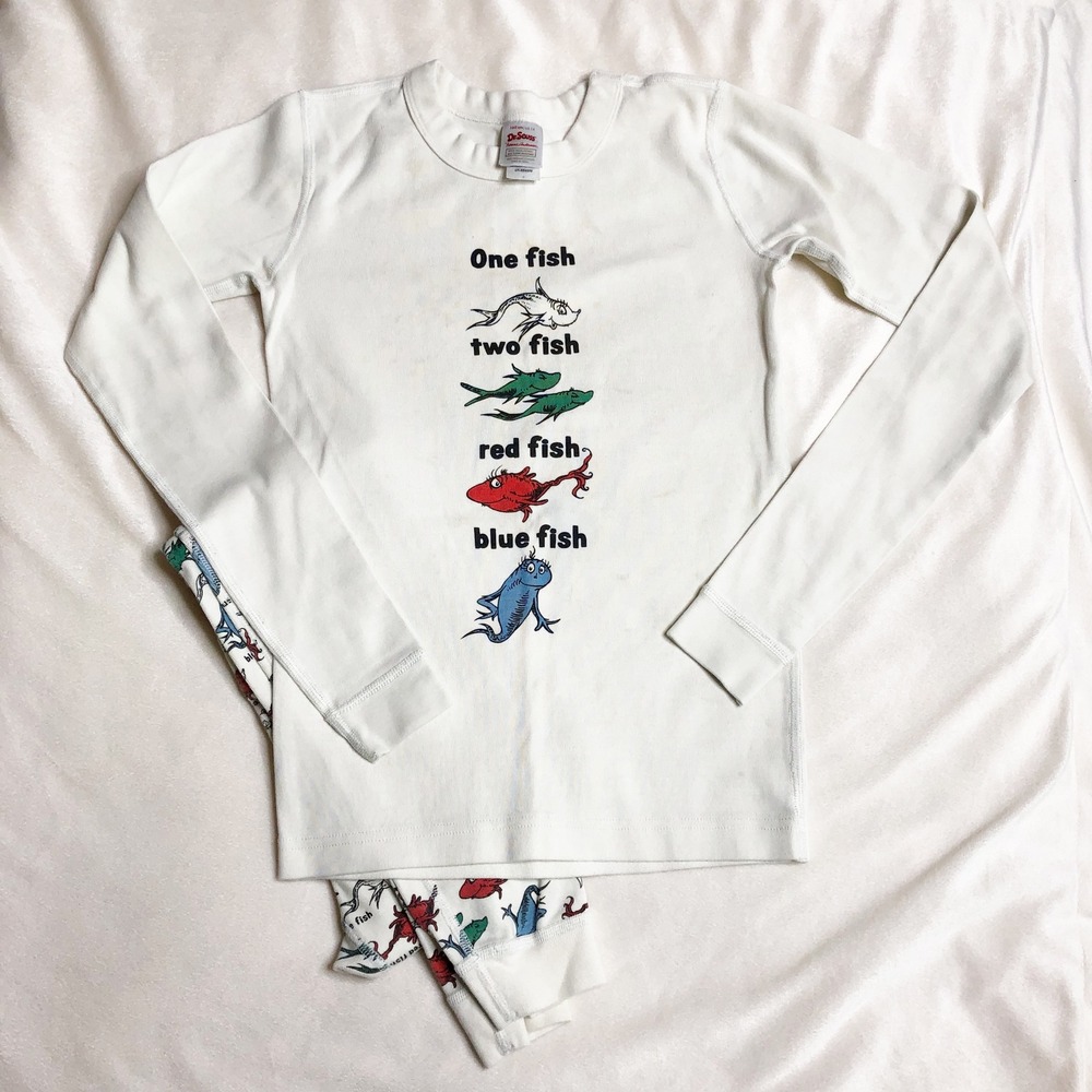 Hanna Andersson Dr. Seuss One Fish Two Fish Organic Cotton Pajamas Kids 14 160cm